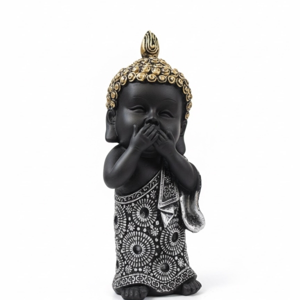 “speak no evil” black baby monk figurine