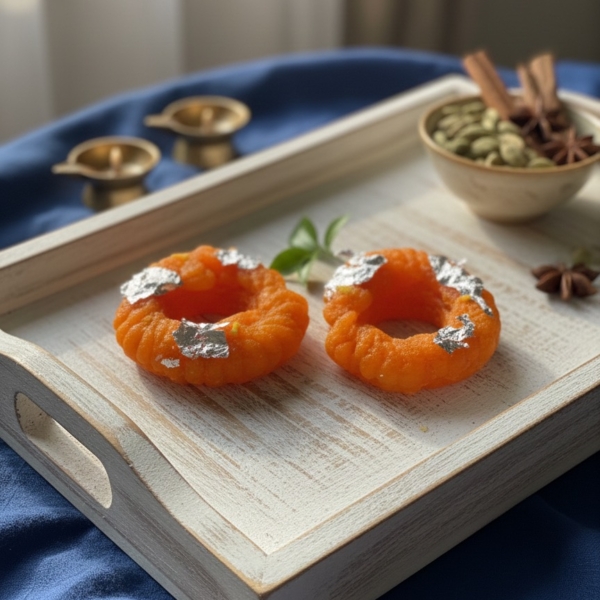 exquisite orange imarti candle set of 2