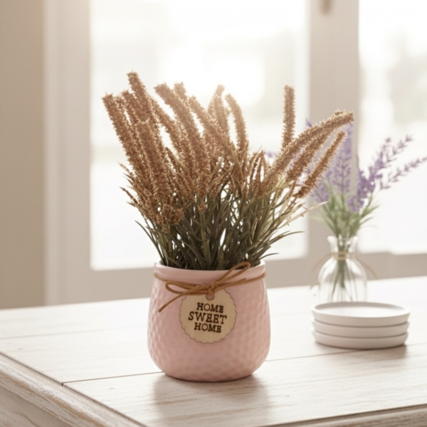 cozy tabletop faux floral accent